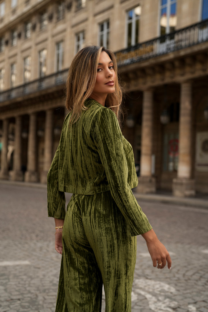 OLIVIA GREEN VELVET SET
