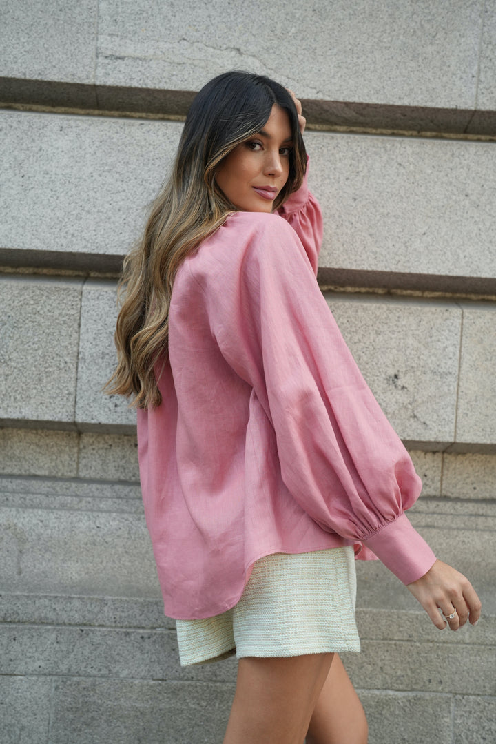 CHEMISIER BRISA LIN ROSE