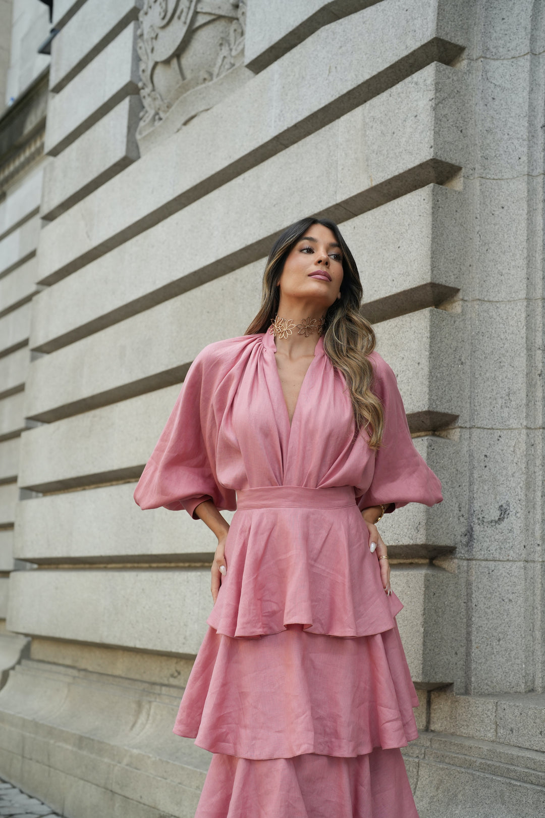 CHEMISIER BRISA LIN ROSE