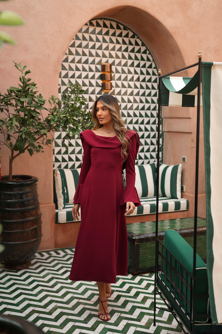 VESTIDO LIVIA VERMELHO MANGA COMPRIDA