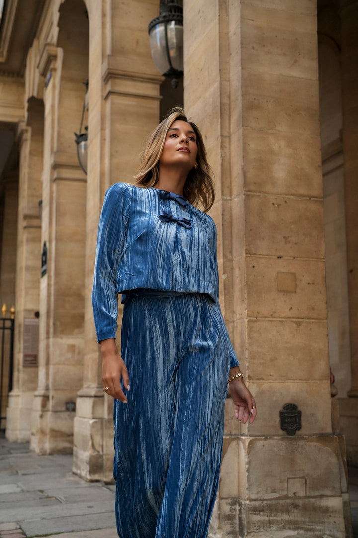 OLIVIA BLUE VELVET SET