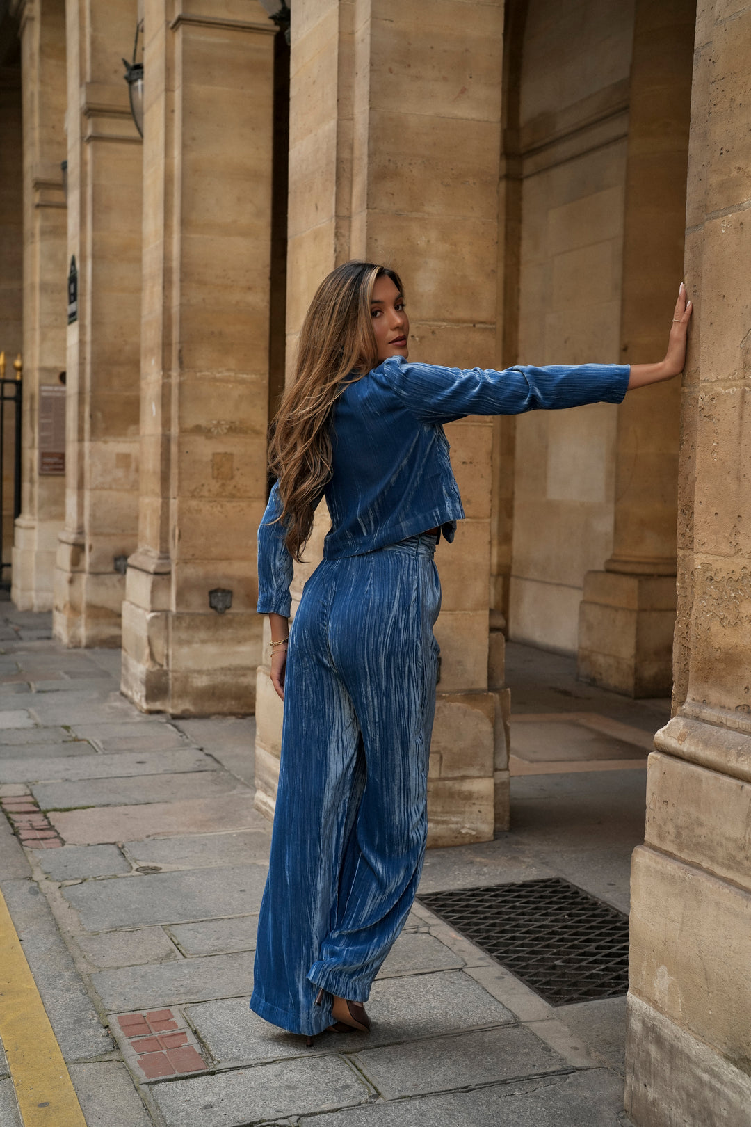 OLIVIA BLUE VELVET SET