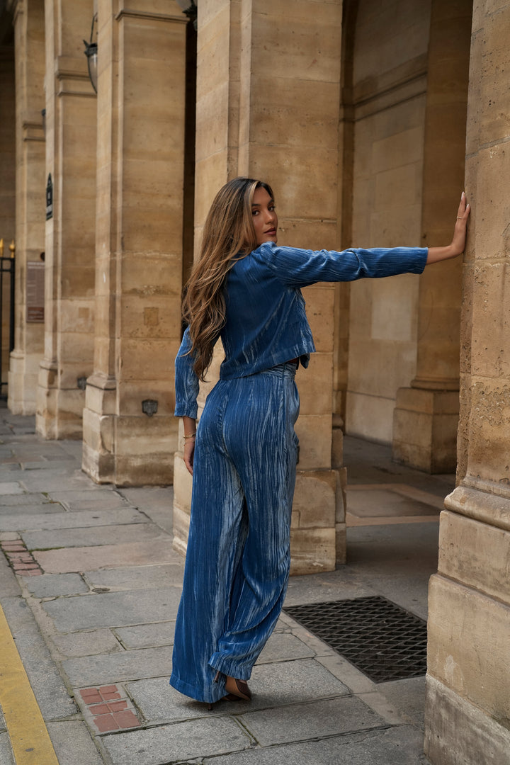 OLIVIA BLUE VELVET SET