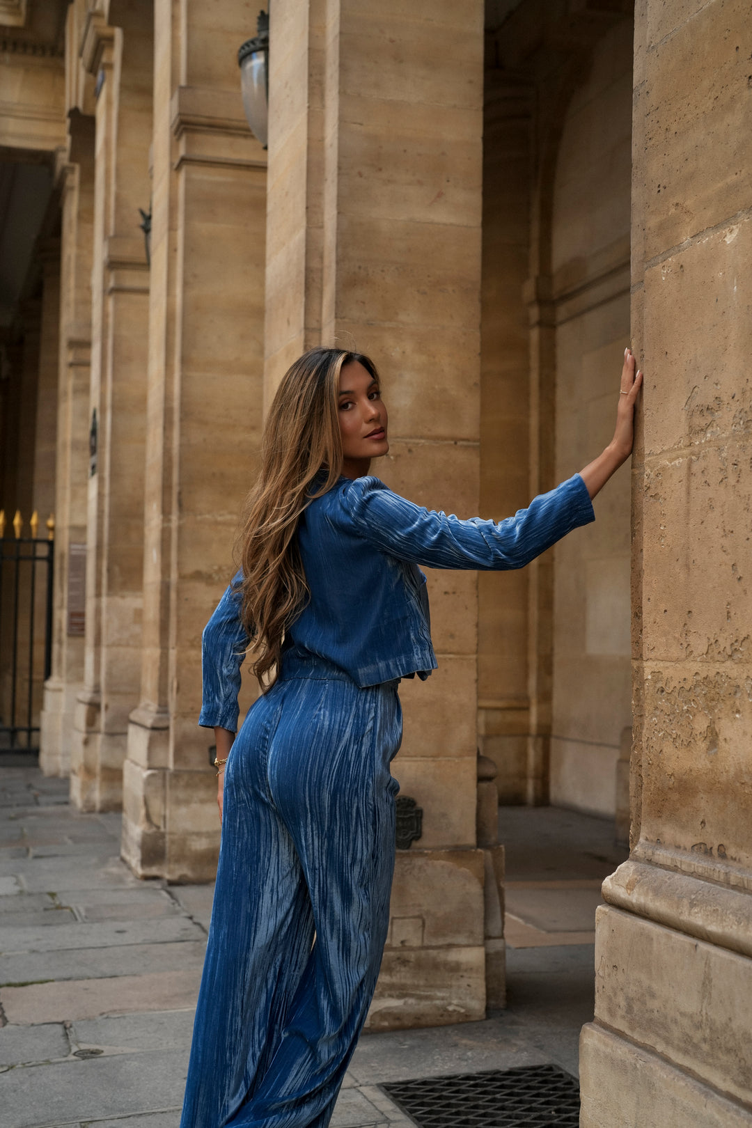 OLIVIA BLUE VELVET SET
