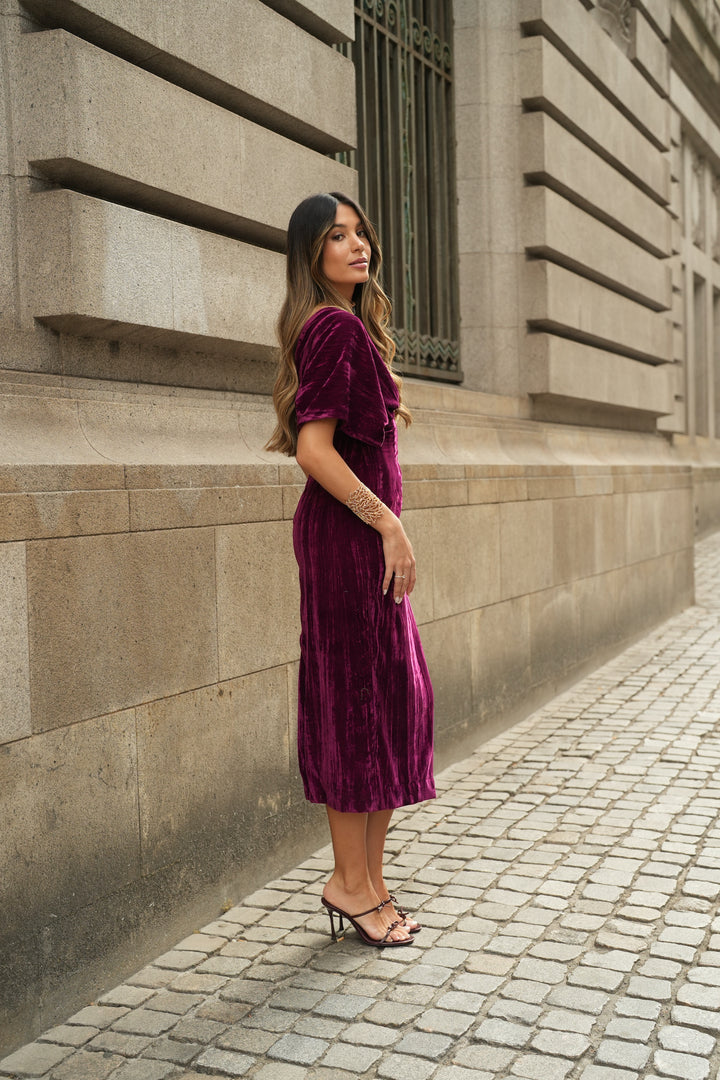 ROBE ARIA VELOURS BORDEAUX