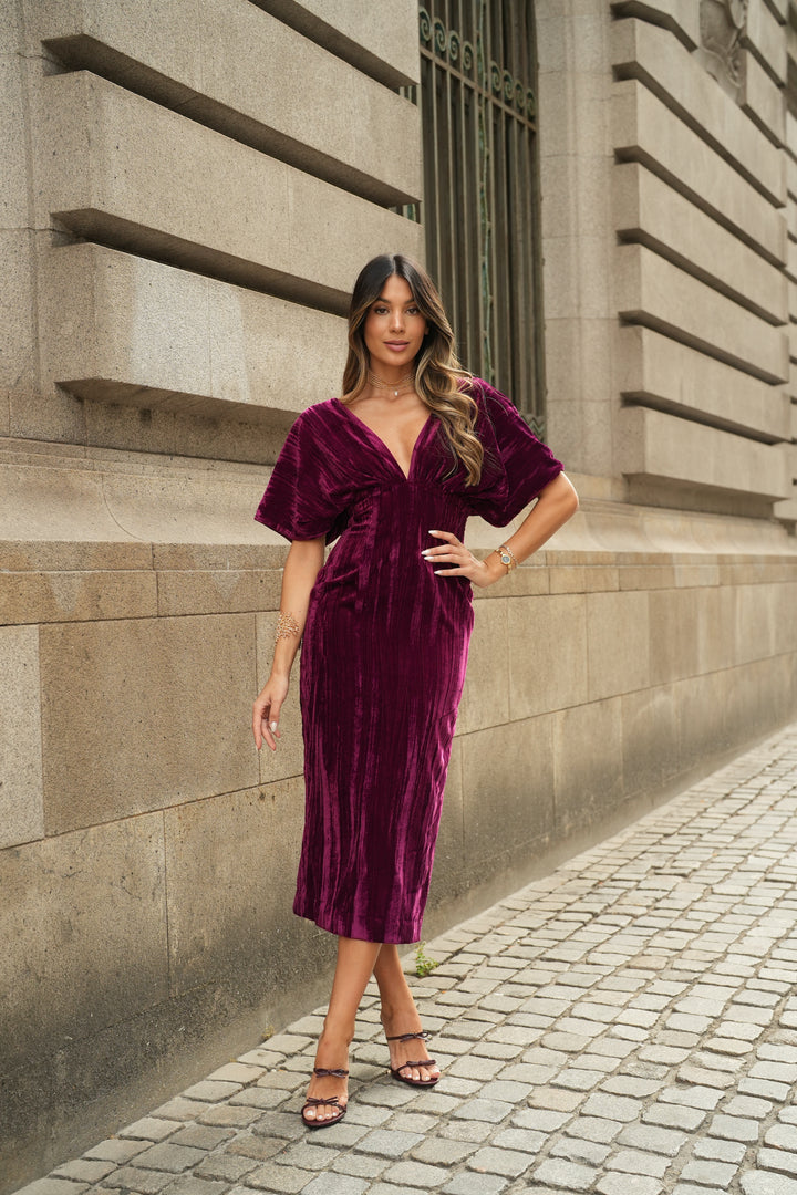 ROBE ARIA VELOURS BORDEAUX