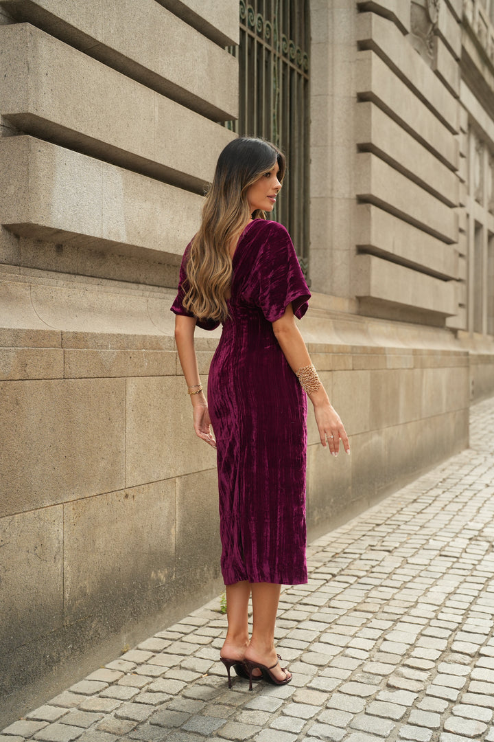 ROBE ARIA VELOURS BORDEAUX