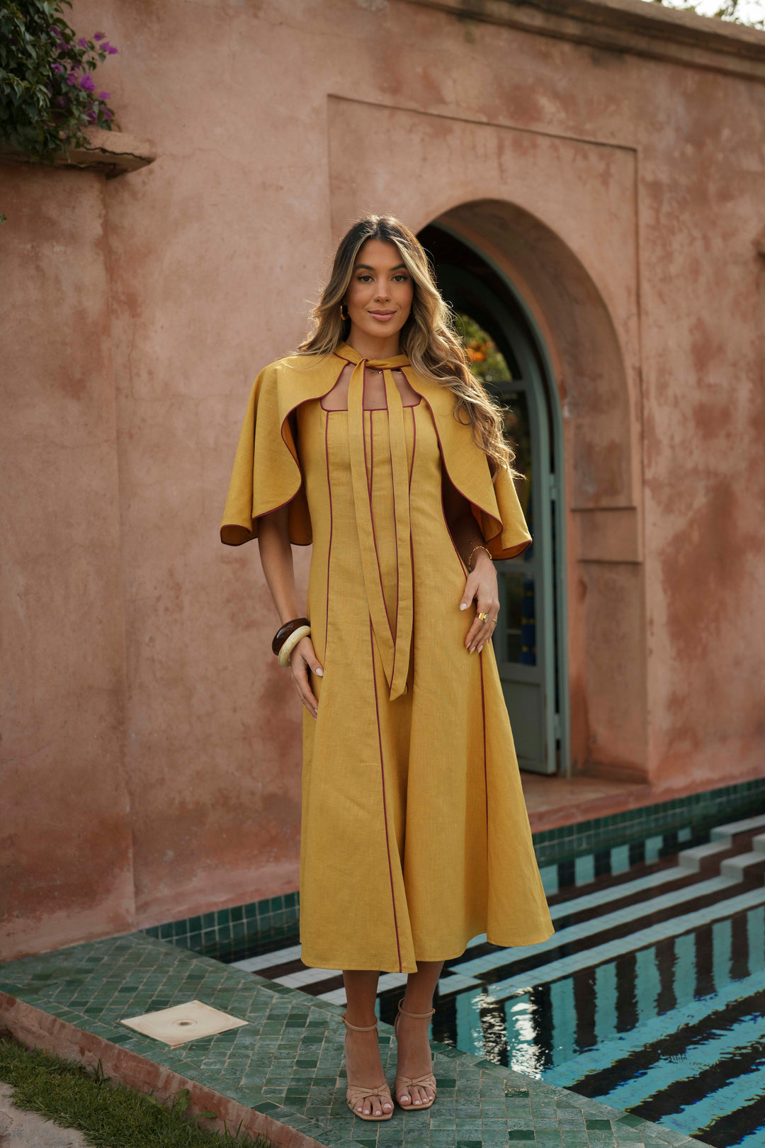 MUSTARD LINEN CAPE