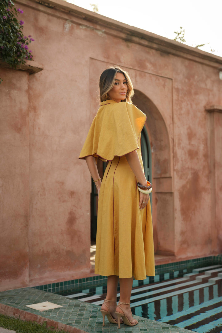 MUSTARD LINEN CAPE