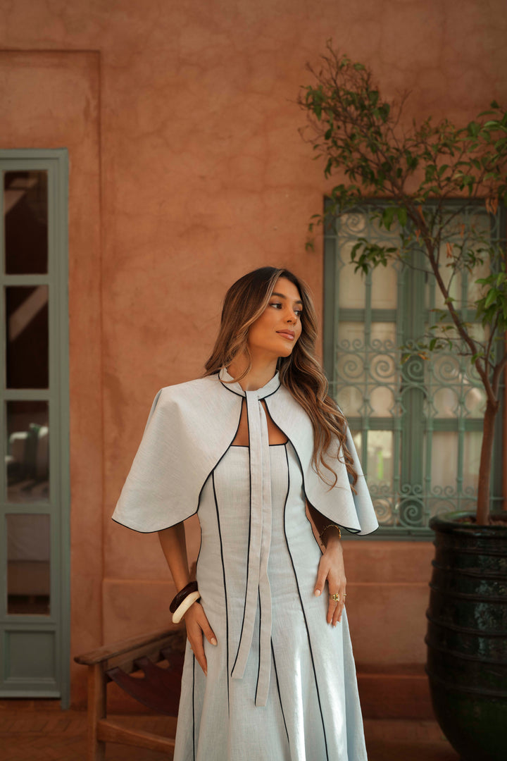 LIGHT BLUE LINEN CAPE