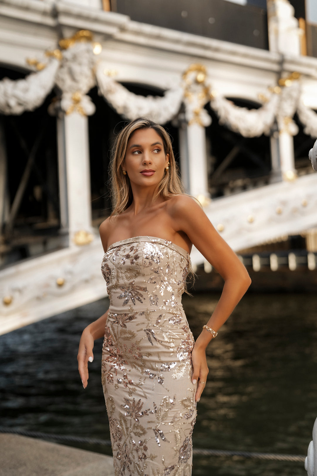 SEQUIN CAPRI DRESS