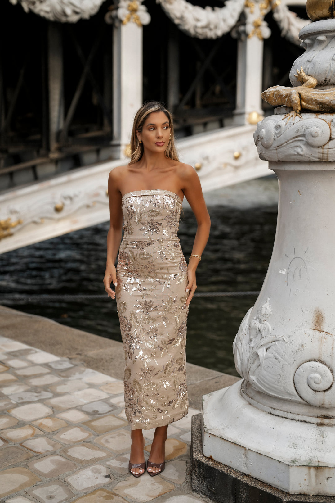 SEQUIN CAPRI DRESS