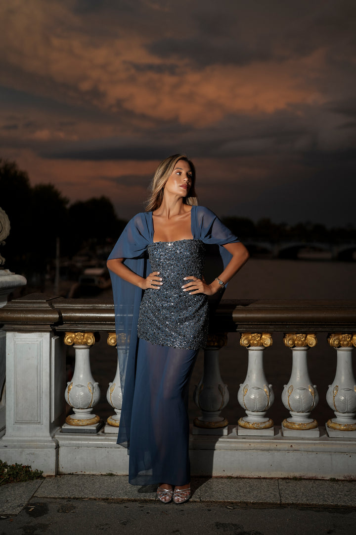 ISABELLA BLUE SEQUIN DRESS