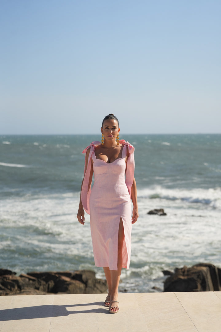 VERONA DRESS PINK LINEN