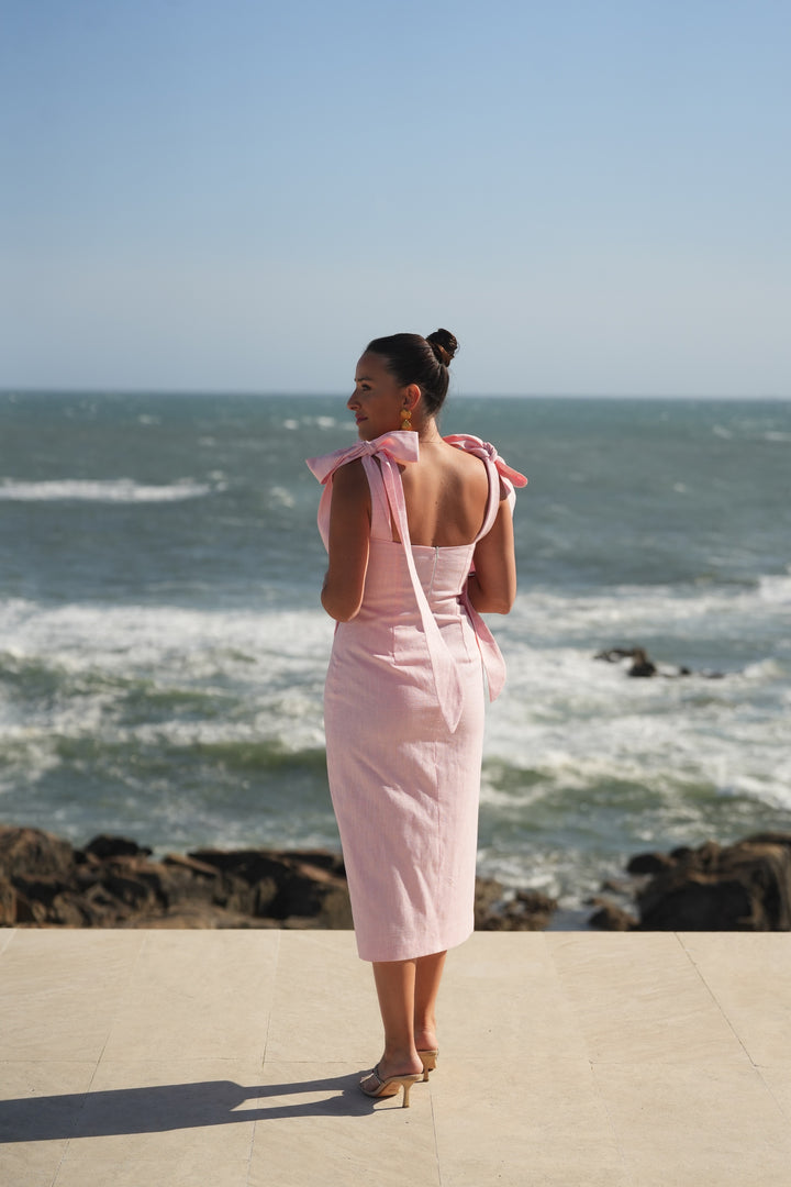 VERONA DRESS PINK LINEN