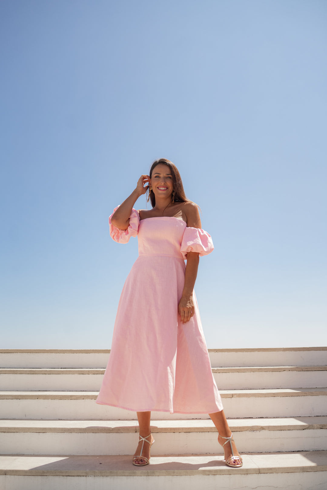 SINGAPORE PINK LINEN DRESS Gendolina SINGAPORE PINK LINEN DRESS Gendolina
