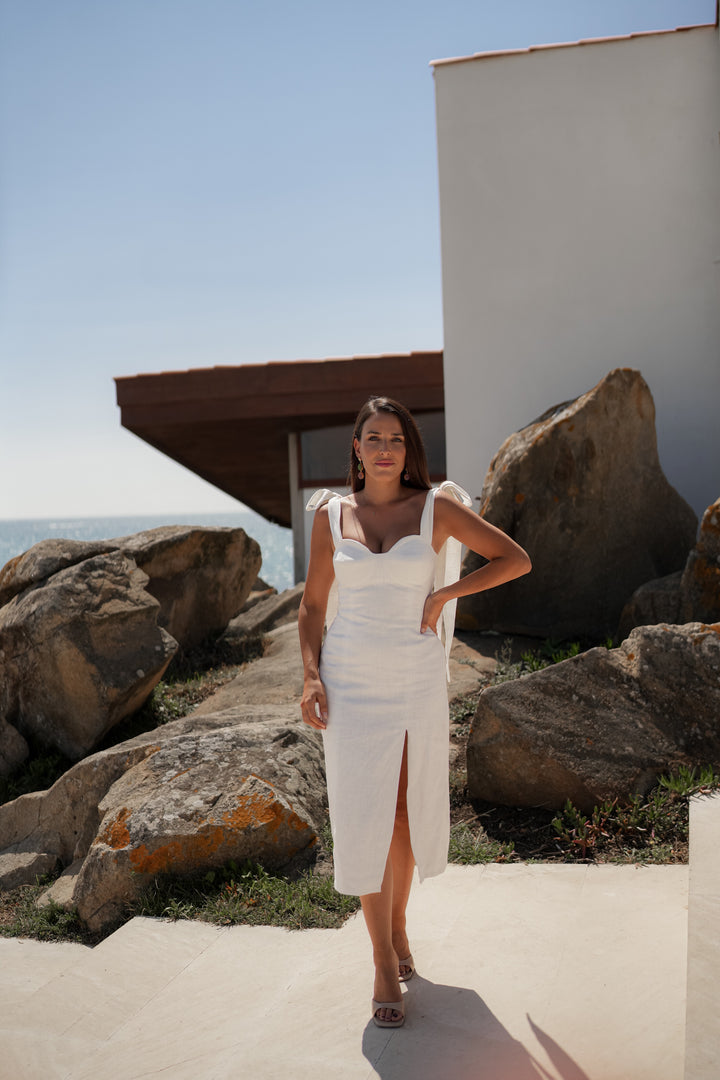 VERONA WHITE LINEN DRESS