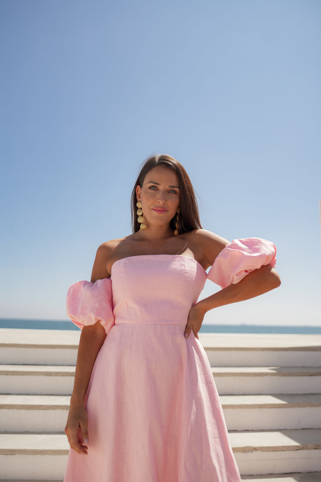 SINGAPORE PINK LINEN DRESS Gendolina SINGAPORE PINK LINEN DRESS Gendolina