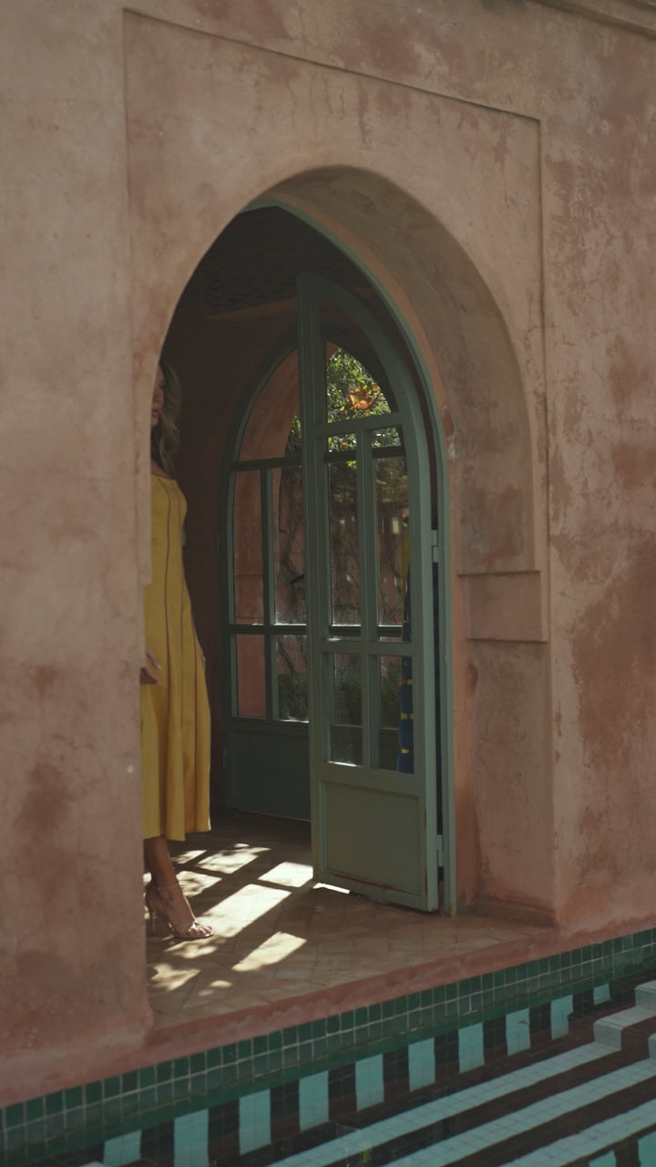 VESTIDO FLORA LINHO MOSTARDA