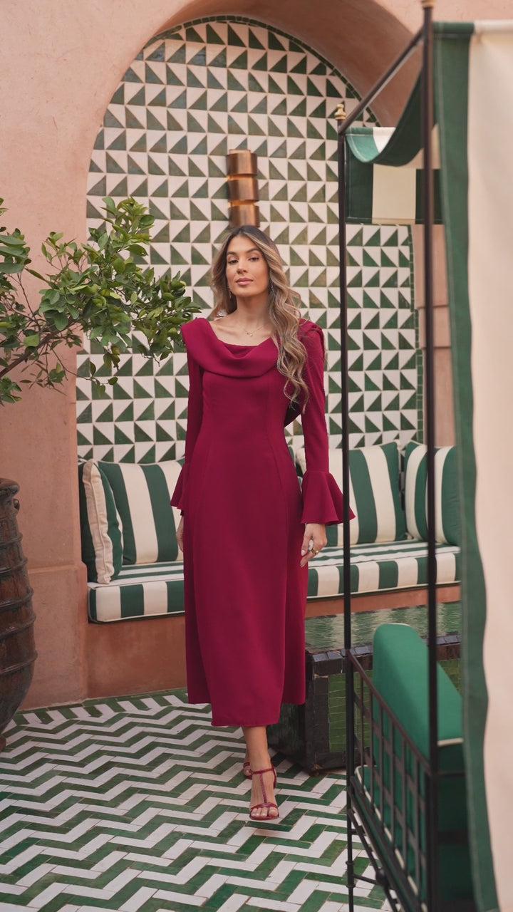 VESTIDO LIVIA VERMELHO MANGA COMPRIDA