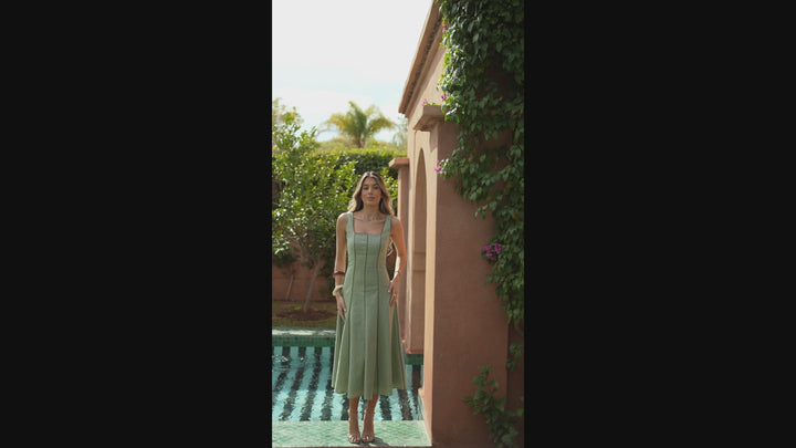 FLORA LINEN MINT GREEN DRESS