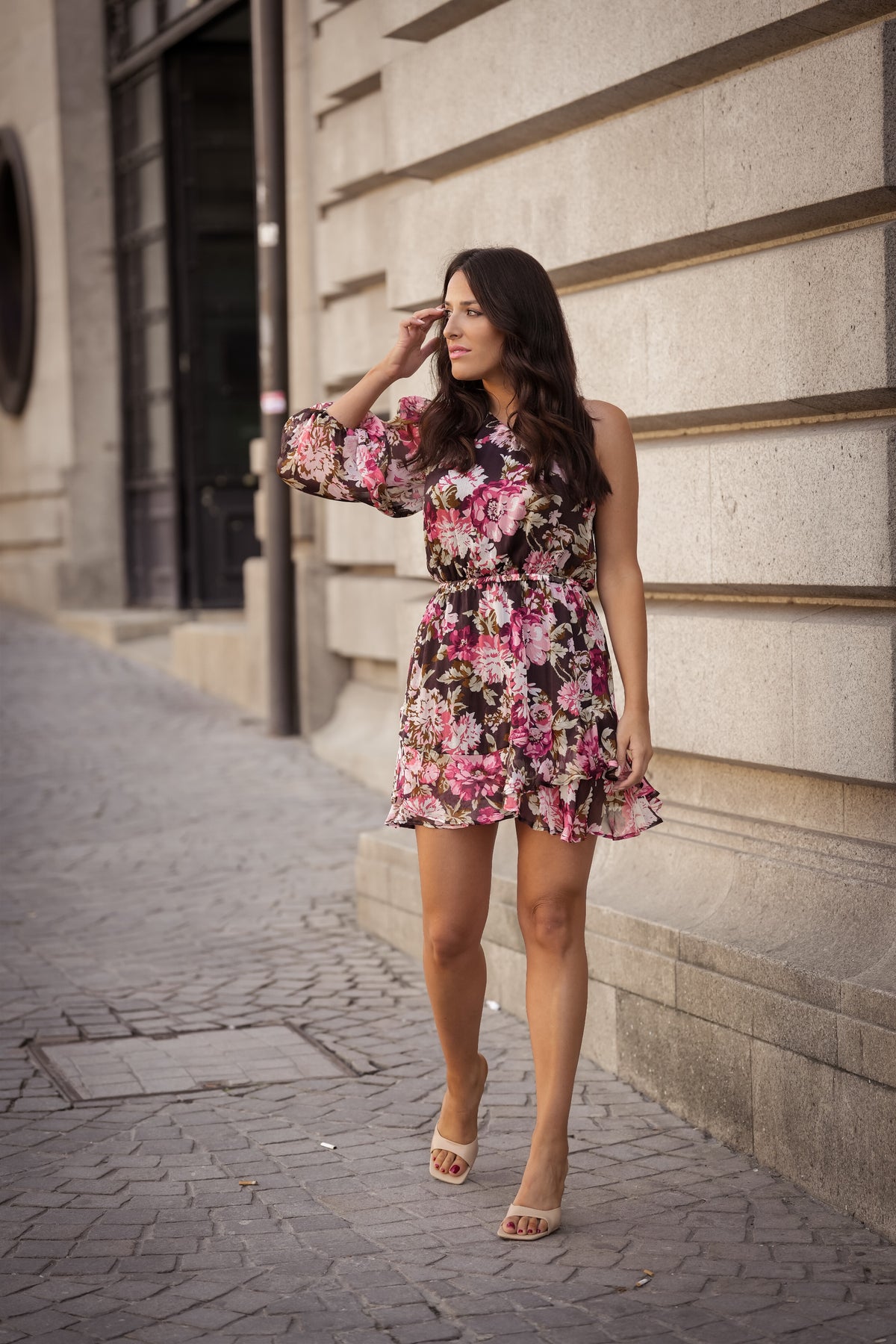 Robe sales fleurie asymétrique